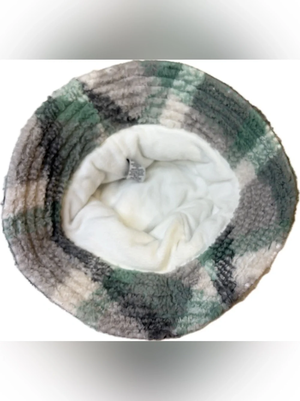 Koolaburra by UGG Sherpa Plaid Bucket Hat Green Grey Faux Fur Cozy Winter S/O